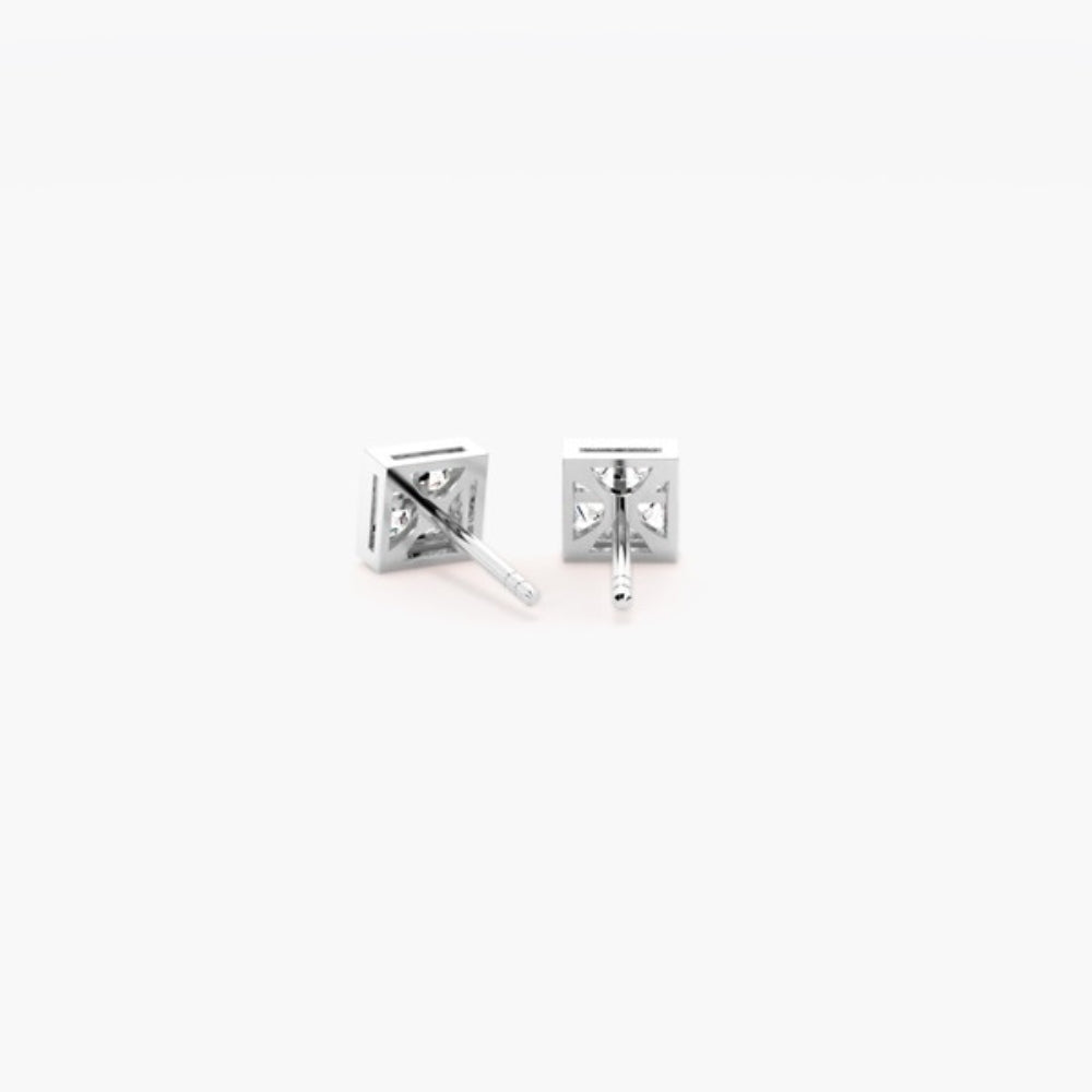 Princess Cut Moissanite Bezel Set Solitaire Stud Earring