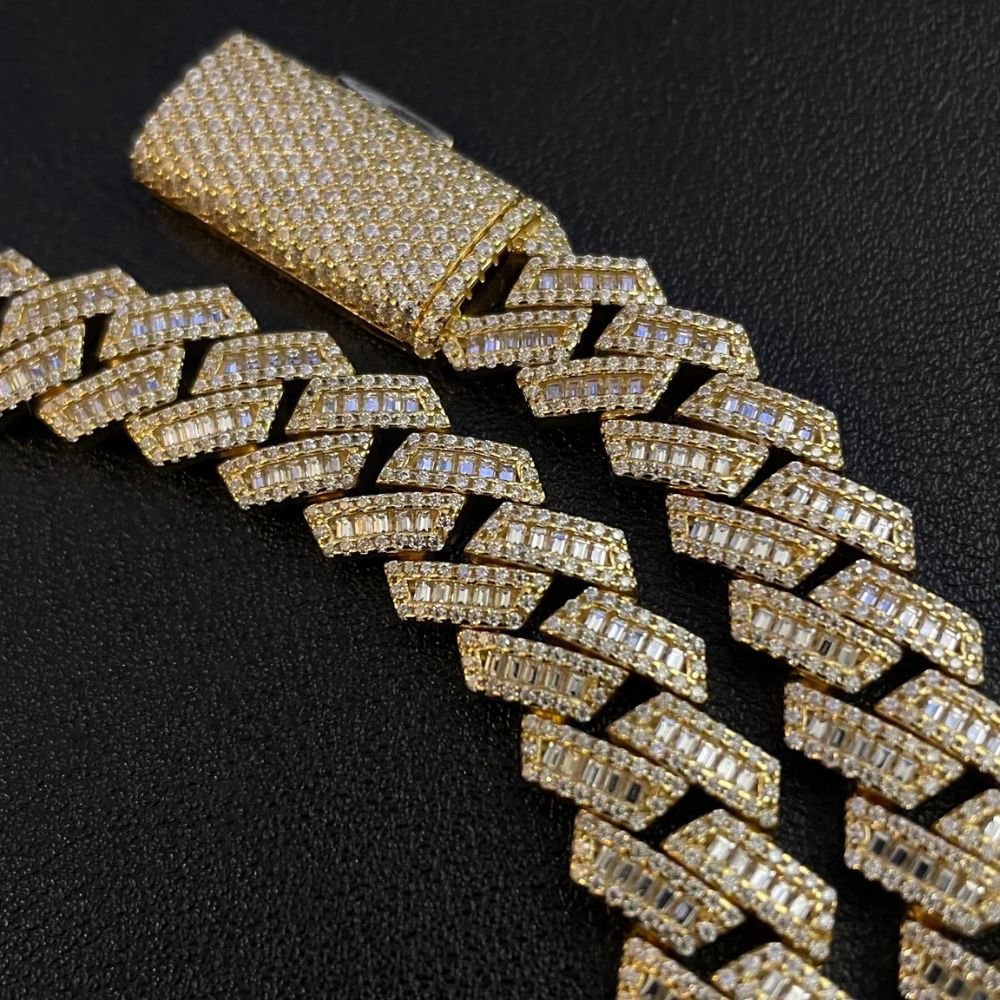 Baguette & Round Cut Lab Grown Diamond Cuban Link Hip Hop Chain