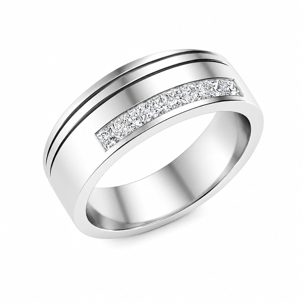 Lab Grown Diamond Princess Cut Channel Set Men's Wedding Band