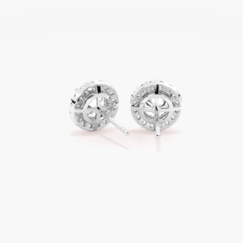 Round Cut Halo Style Moissanite Earring