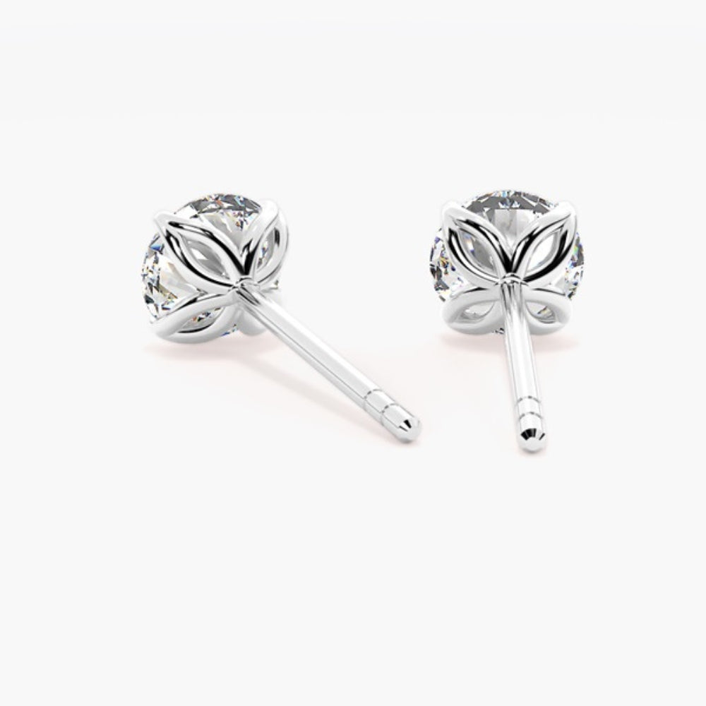Round Cut Moissanite Solitaire Claw Prong Stud Earring