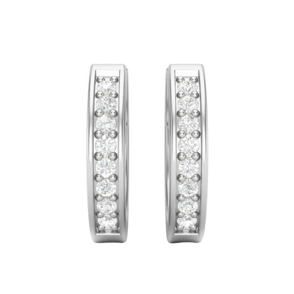 Colorless Moissanite Round Cut Pave Set Hoop Earrings