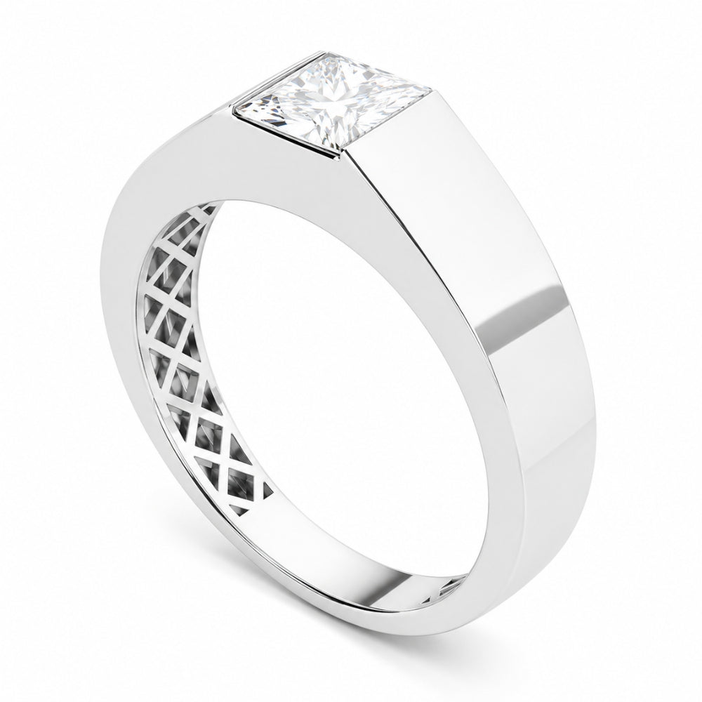 Princess Cut Solitaire Flush Set Lab Grown Diamond Engagement Ring