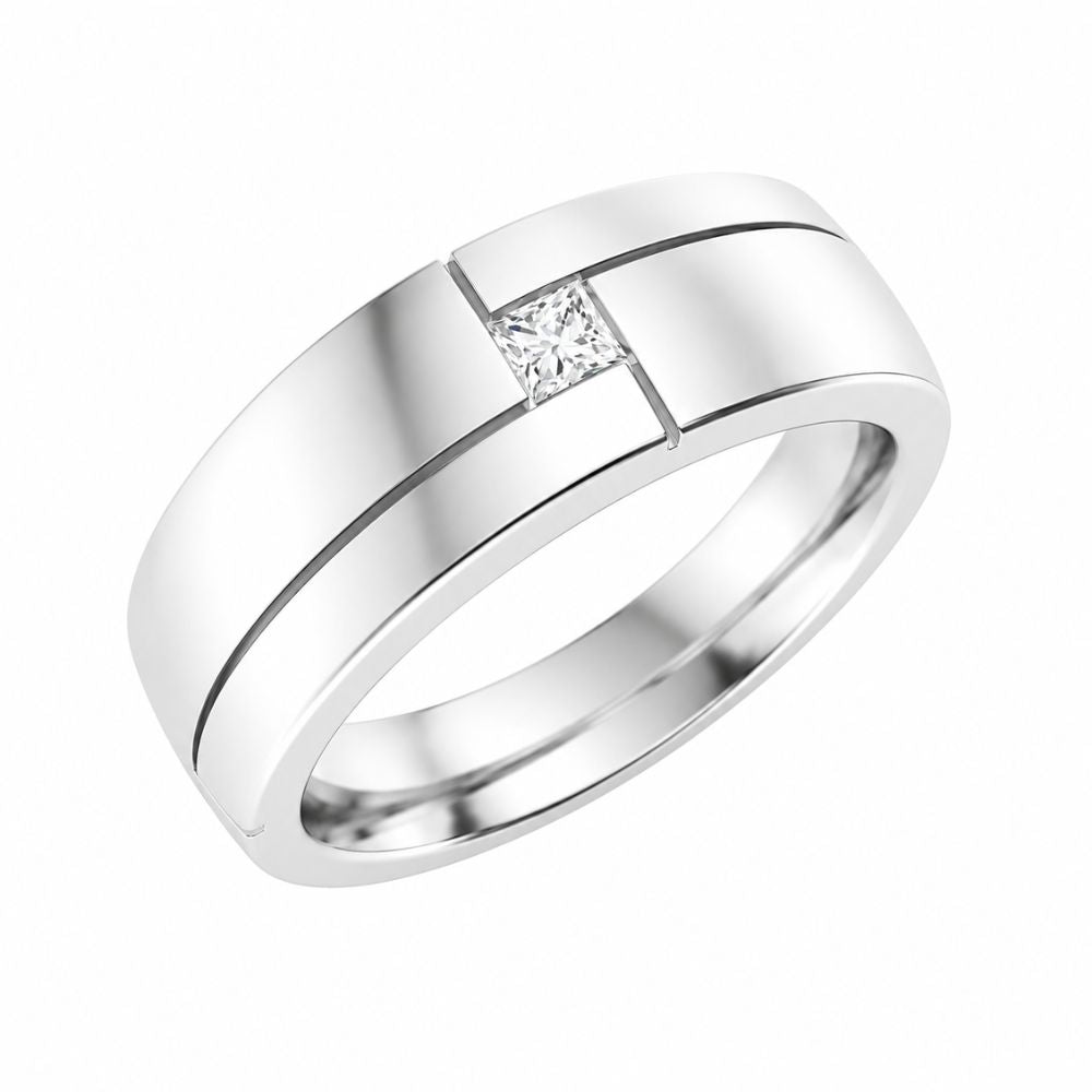 Lab Grown Diamond Princess Cut Flush Set Wedding Band