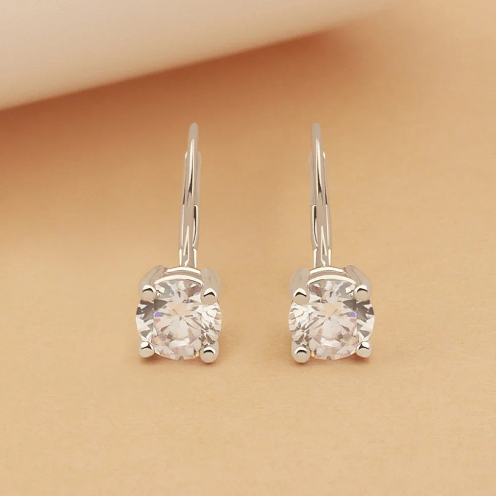 Round Brilliant Cut Moissanite Solitaire Drop Dangle Earrings
