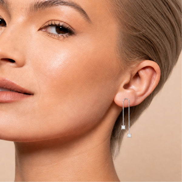 Round Cut Moissanite Unique Drop Dangle Earrings For Women