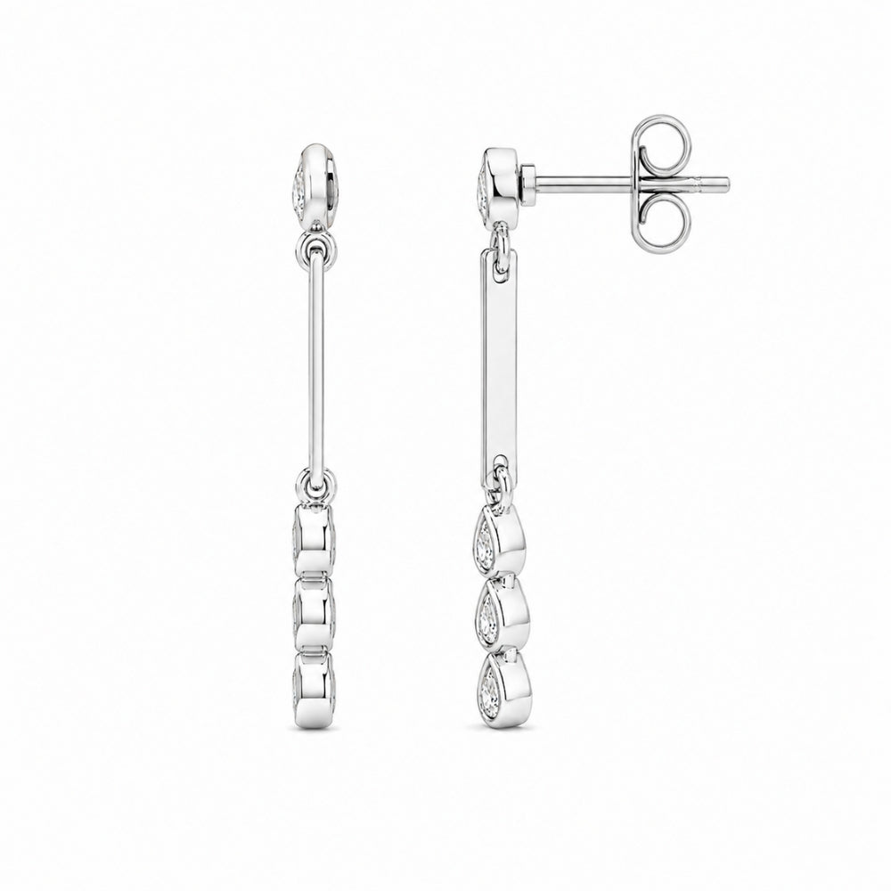 Pear Cut Moissanite Bezel Set Women's Drop Dangle Earrings