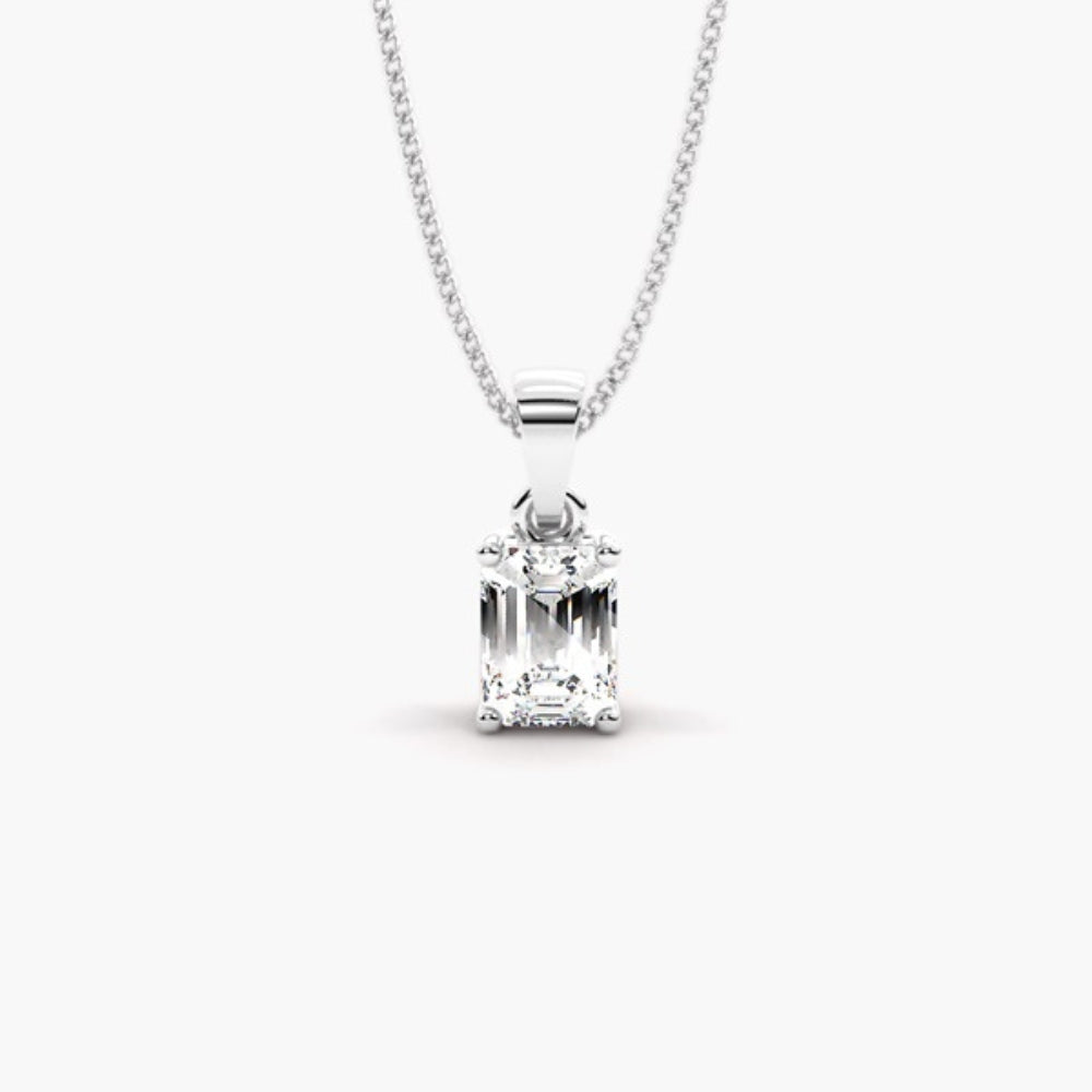 Emerald Cut Solitaire Moissanite Pendant