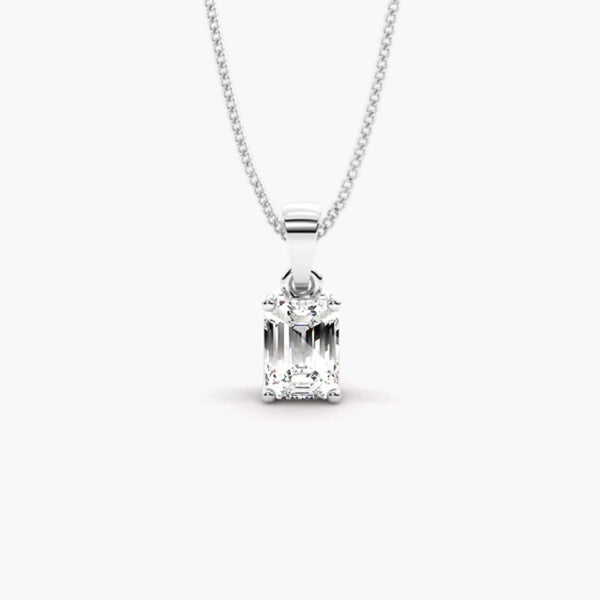 Emerald Cut Solitaire Moissanite Pendant