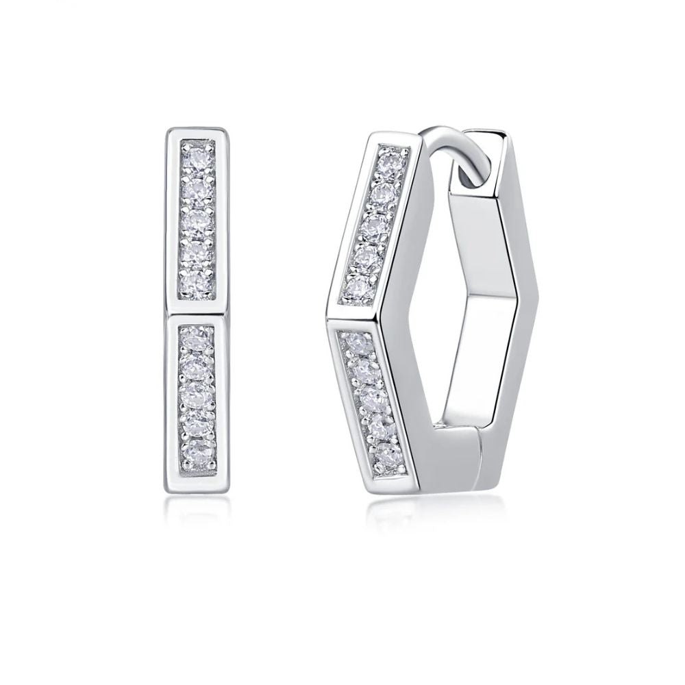 Round Cut Moissanite Women's Hoop Earrings
