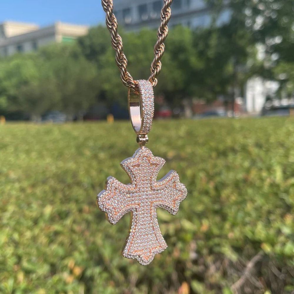 Lab Grown Diamond Round Cut Cross Hip Hop Pendant