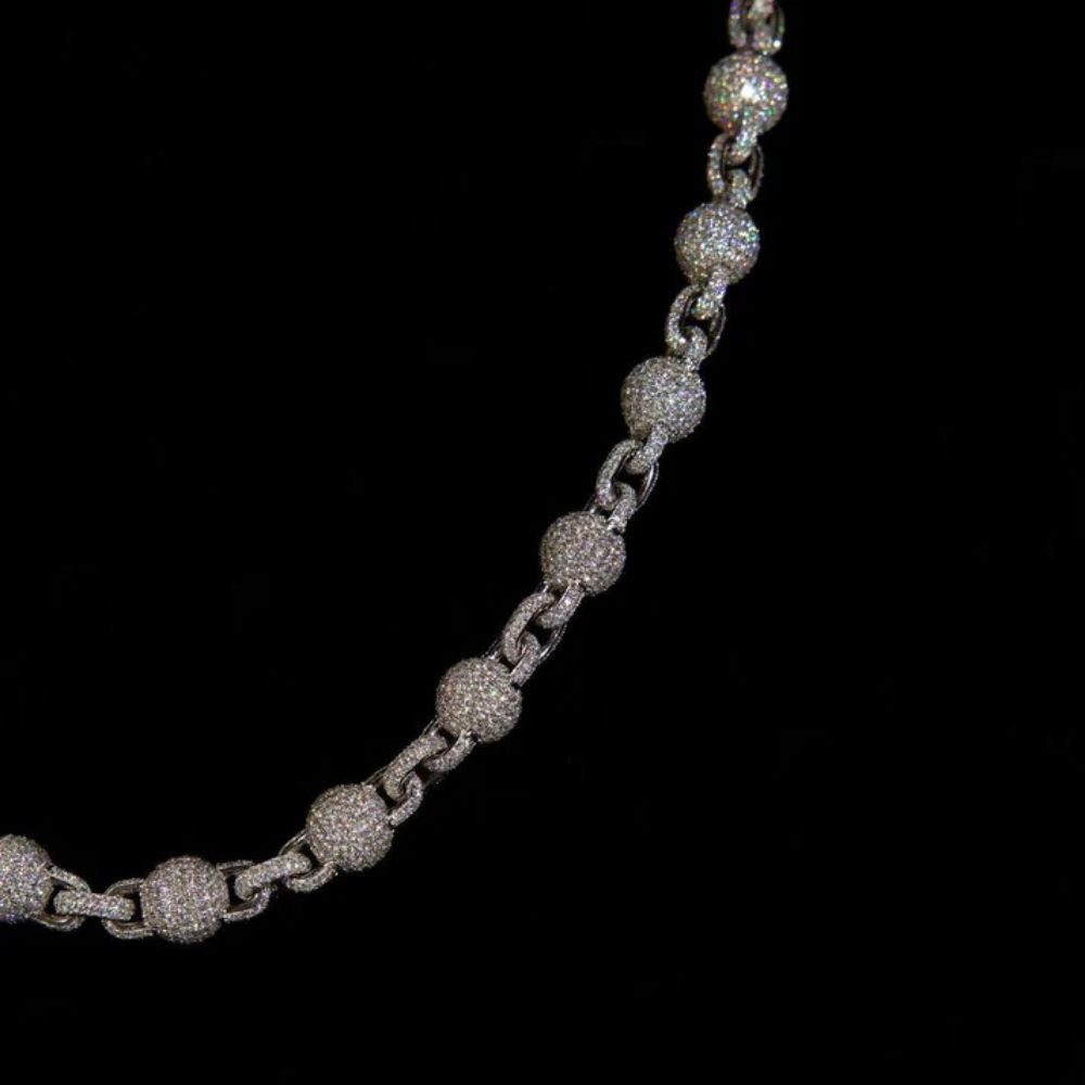 Round Cut Lab Grown Diamond Ball Link Hip Hop Chain