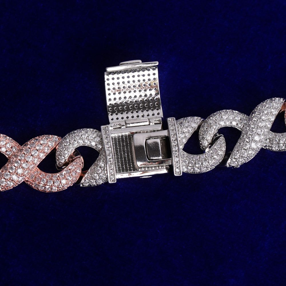 Round Cut Lab Grown Diamond Infinity Link Cuban Chain