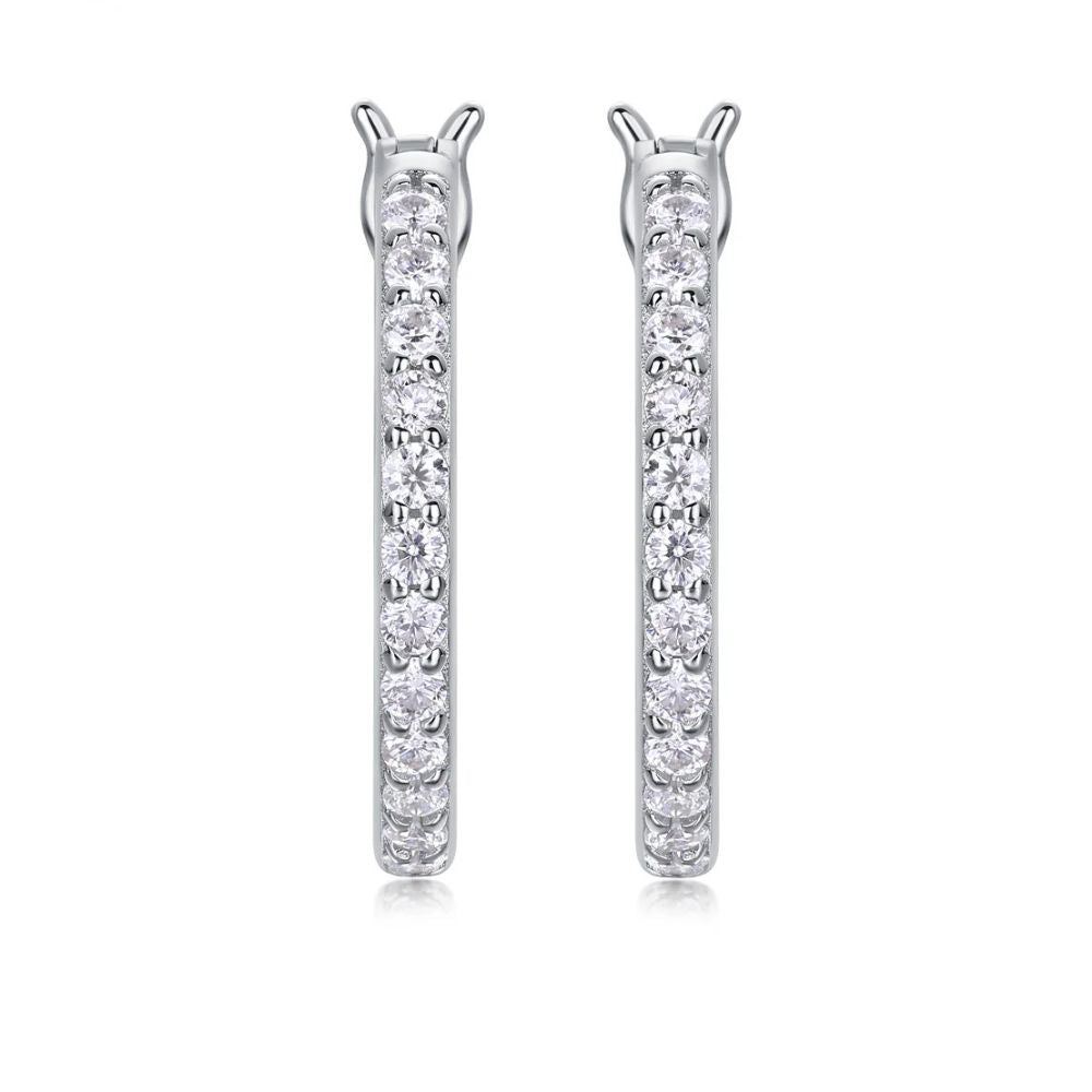 Round Cut Pave Set Hoop Earrings For Anniversary Gift