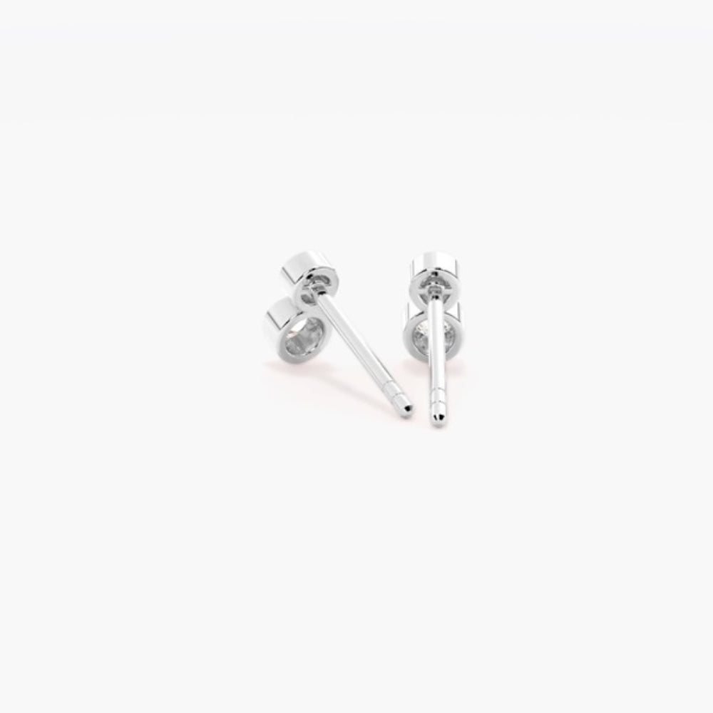 Colorless Round Cut Two Stone Bezel Set Earring