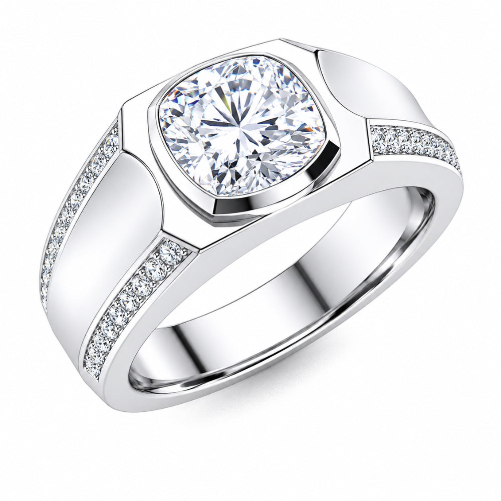Cushion Cut Lab Grown Diamond Pave Set Engagement Ring