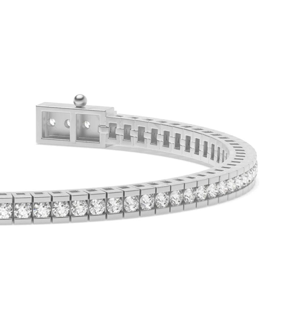 Round Cut Bar Set Moissanite Bracelet For Anniversary Gift