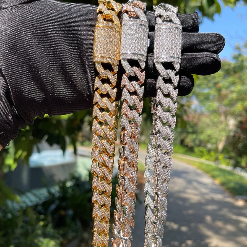 Round Cut Lab Grown Diamond Figaro Link Cuban Chain