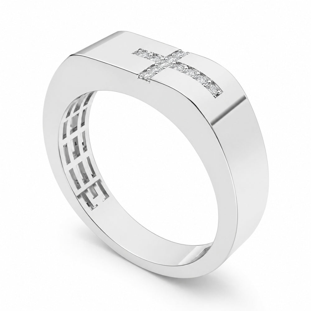 Round Cut Pave Set Lab Grown Diamond Men's Engagement Ring