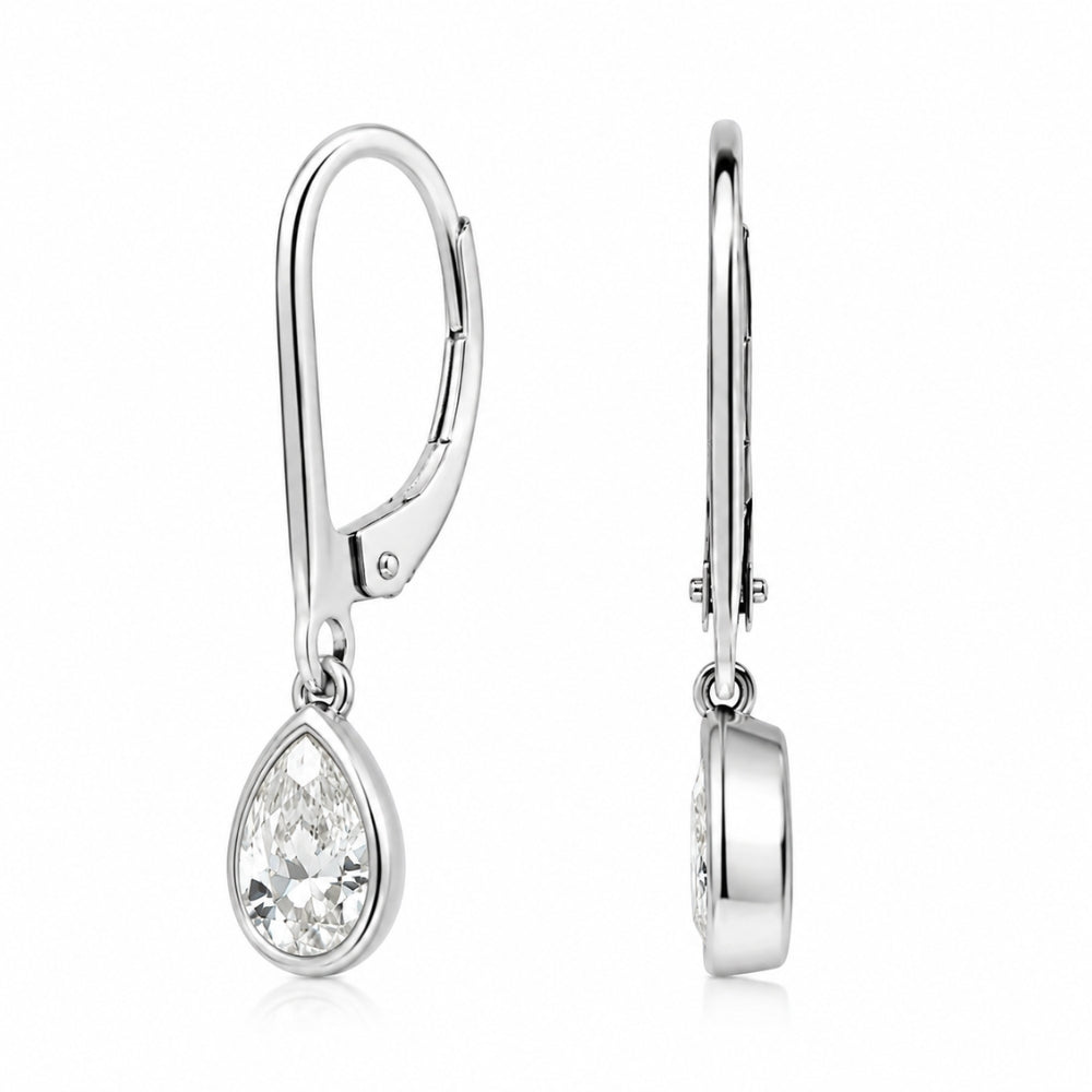 Bezel Set Pear Cut Moissanite Women's Earring for Birthday Gift