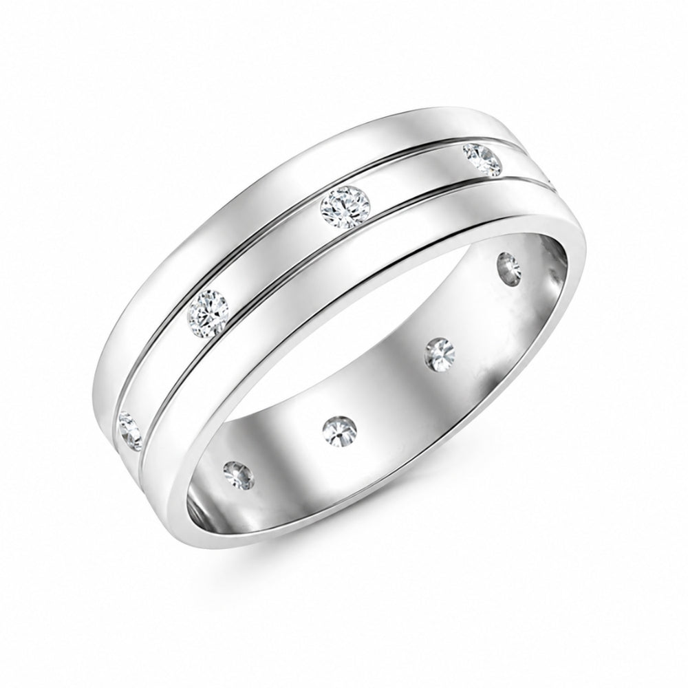 Lab Grown Diamond Round Cut Flush Set Men's Wedding Band