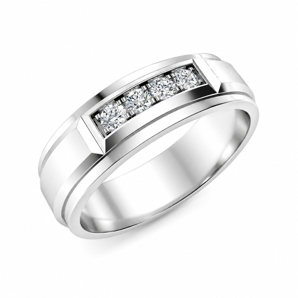 Men's Wear Round Cut Pave Set Lab Grown Diamond Promise Band