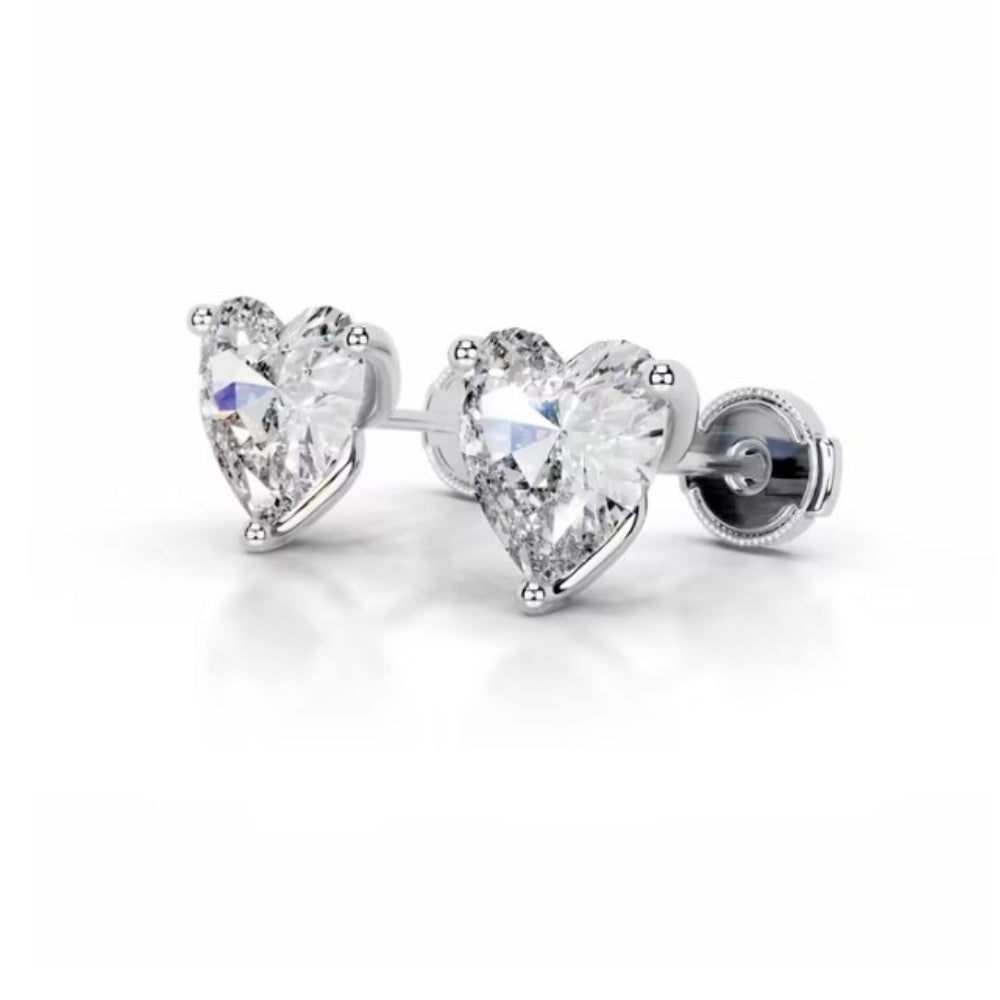 Heart Cut Moissanite Solitaire Women Earring