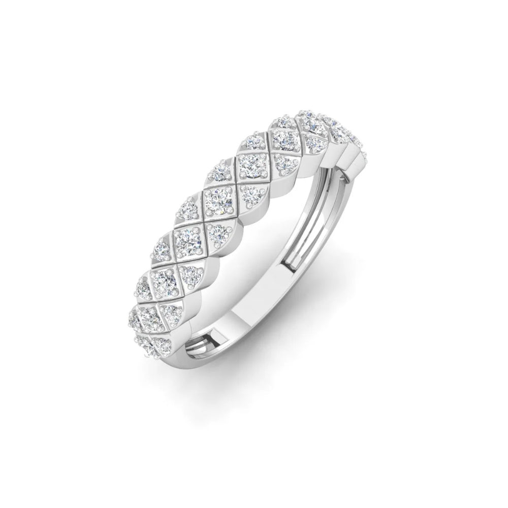 Lab Grown Diamond Round Cut Distance Pave Set Men's Ring