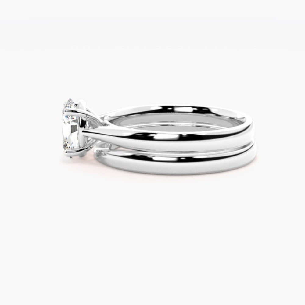 Oval Cut Moissanite Solitaire Bridal Ring Set