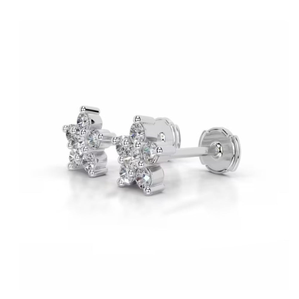 Round Cut Moissanite Stud Earring For Women