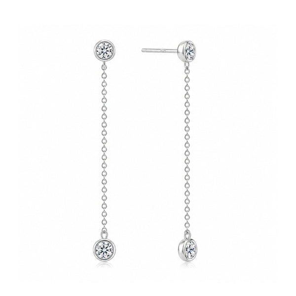 VVS1 Moissanite Round Cut Bezel Set Drop Dangle Earrings