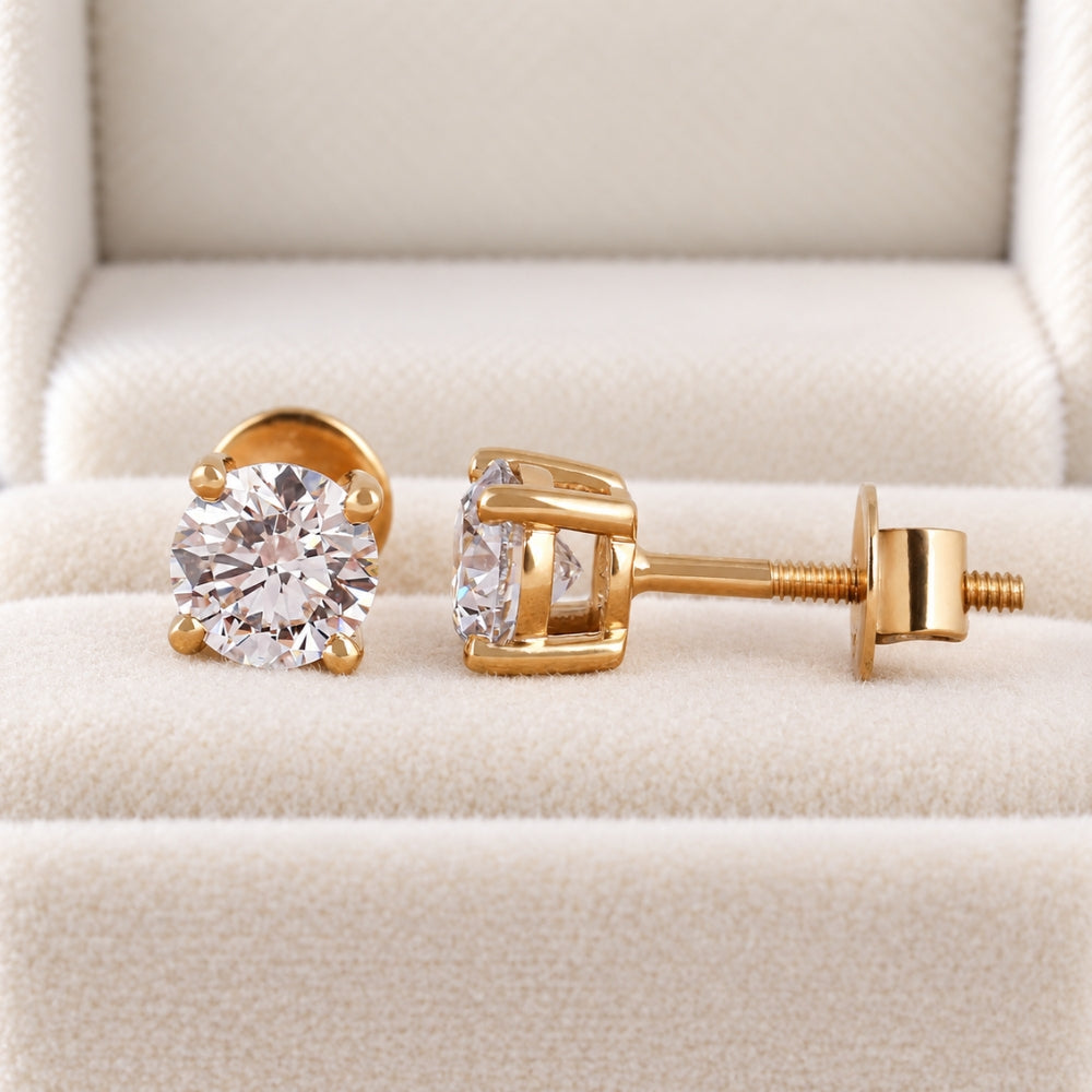 IGI Certified Lab Grown Diamond Round Cut Stud Earrings