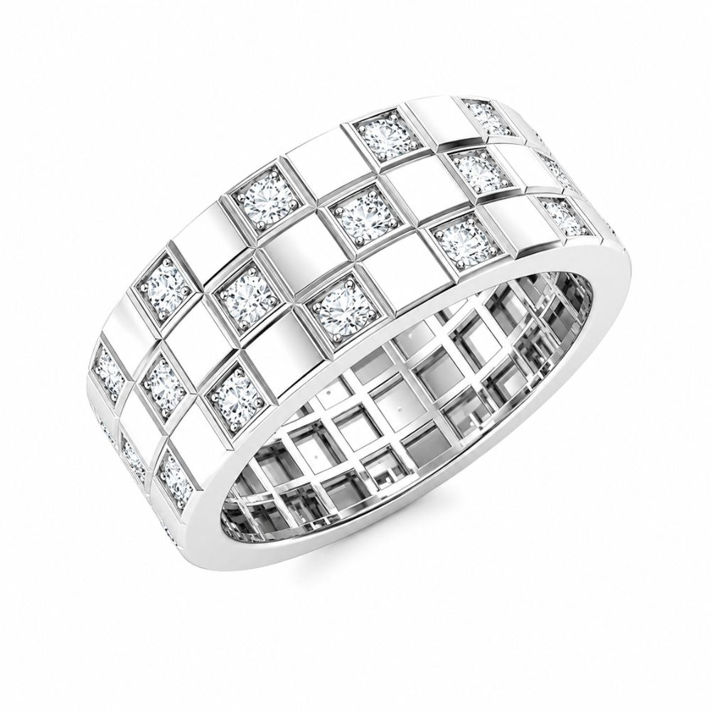 Round Cut Lab Grown Diamond Prong Setting Wedding Band