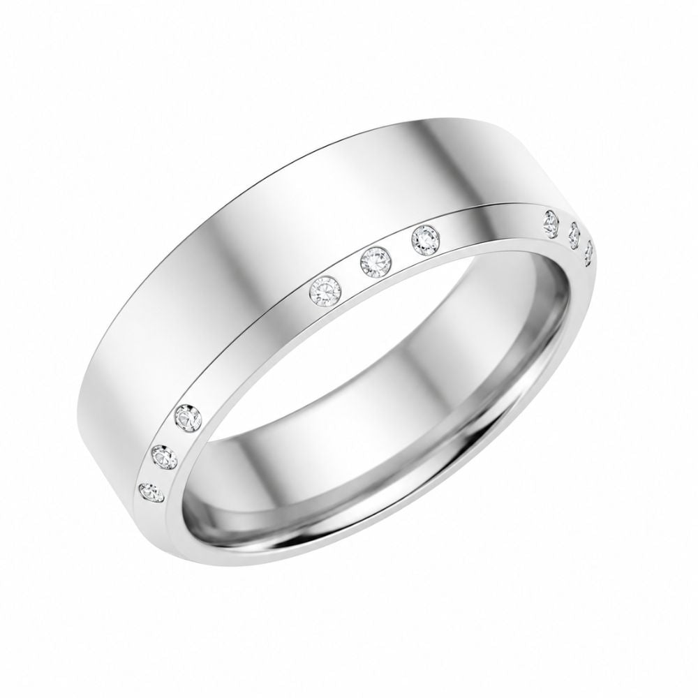 Lab Grown Diamond Round Cut Flush Set Classic Men's Wedding Band
