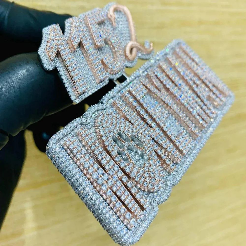 Custom Letter Iced Out Moissanite Rapper Style Hip Hop Pendant