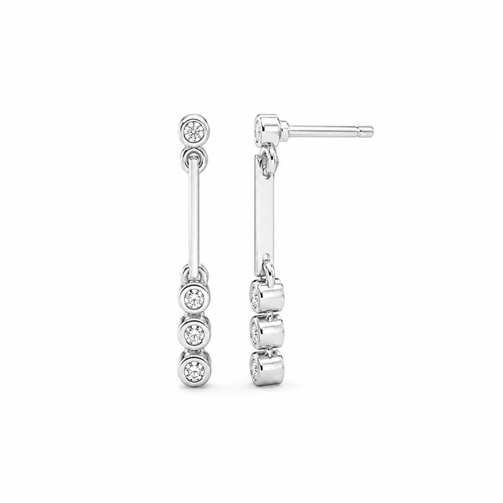 Bezel Set Round Cut Moissanite Elegant Drop Dangle Earrings