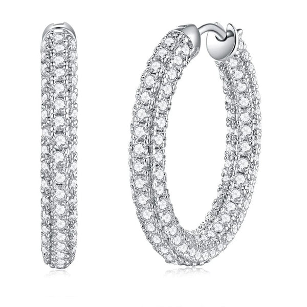 Round Cut Moissanite Hoop Earrings For Anniversary Gift