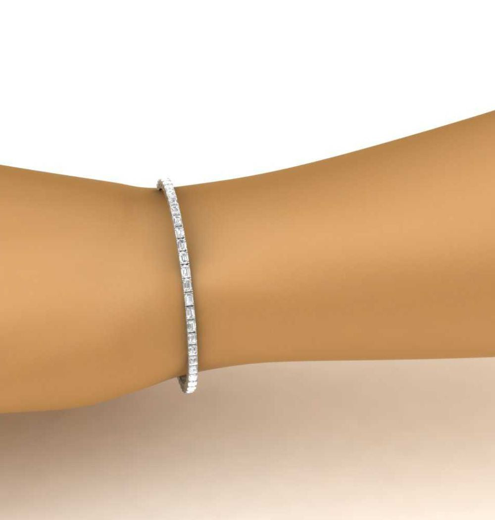 Emerald Cut Moissanite Tennis Bracelet For Birthday Gift