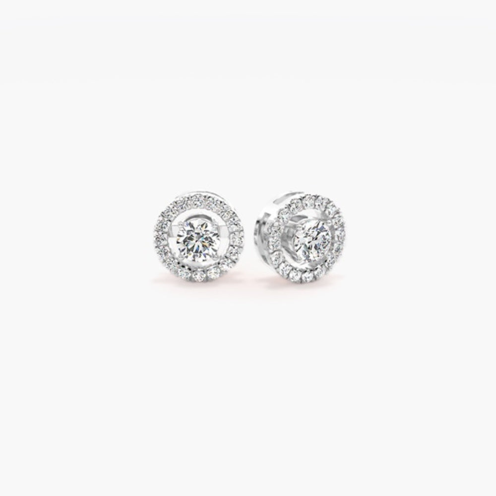 Round Cut Moissanite Halo Style  Stud Earring
