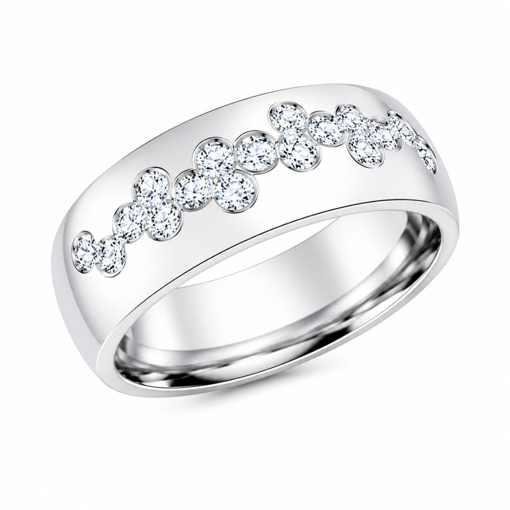 Lab Grown Diamond Round Cut Bezel Set Wedding Band For Men