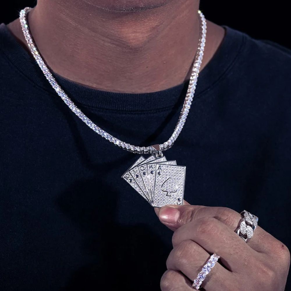 Playing Cards Moissanite Iced Out Hip Hop Pendant