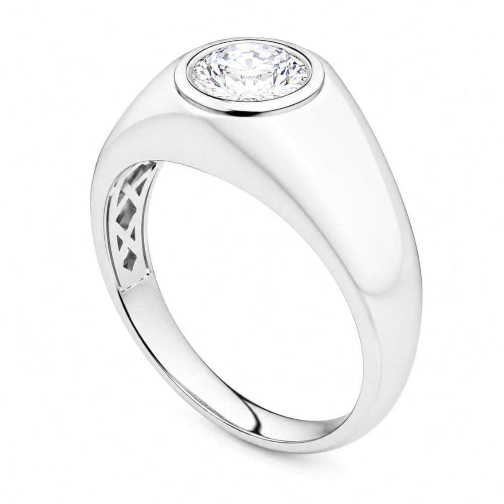 Round Cut Solitaire Bezel Set Lab Grown Diamond Engagement Ring