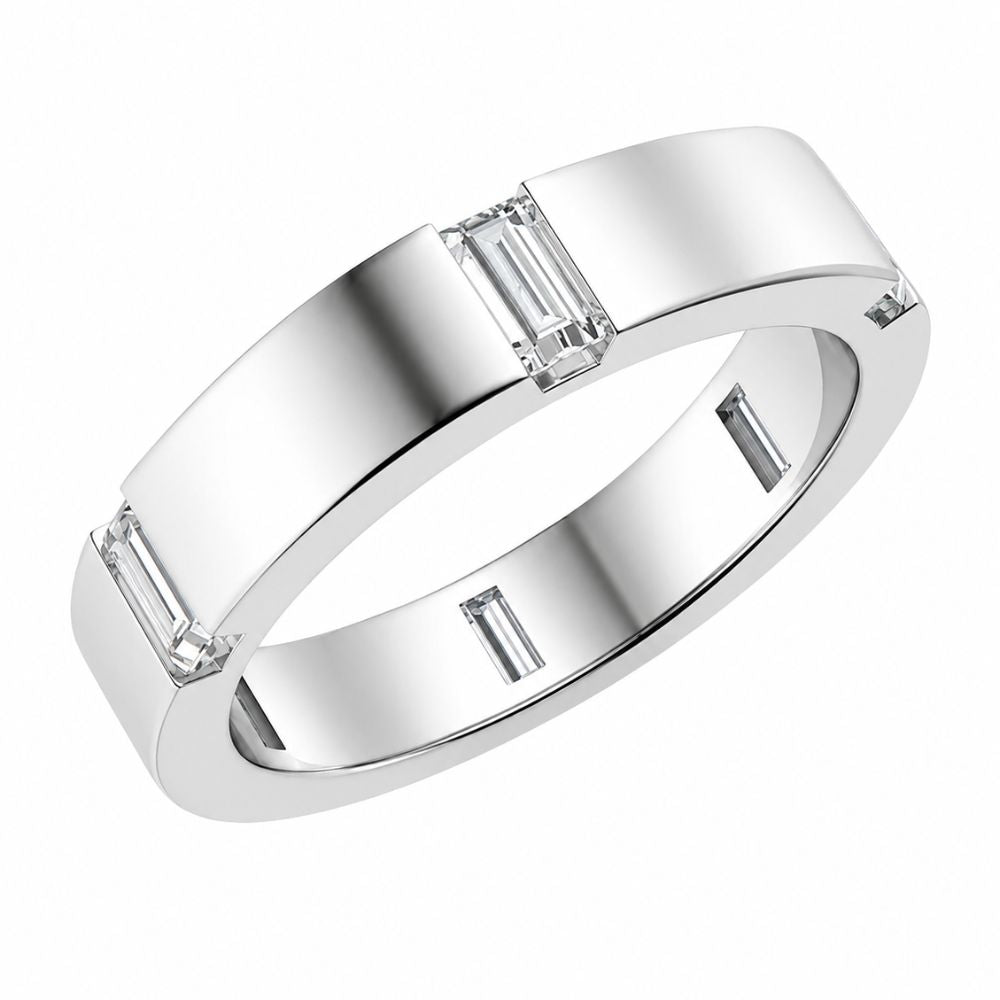 Baguette Cut Lab Grown Diamond Bar Set Wedding Band