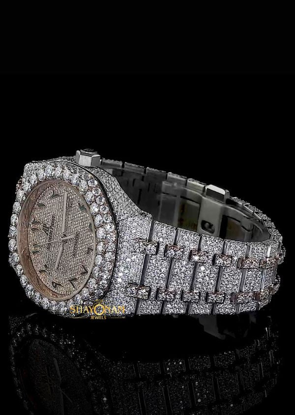 Dual Tone Moissanite Diamond Iced Out Arabic Dial Watch For Him