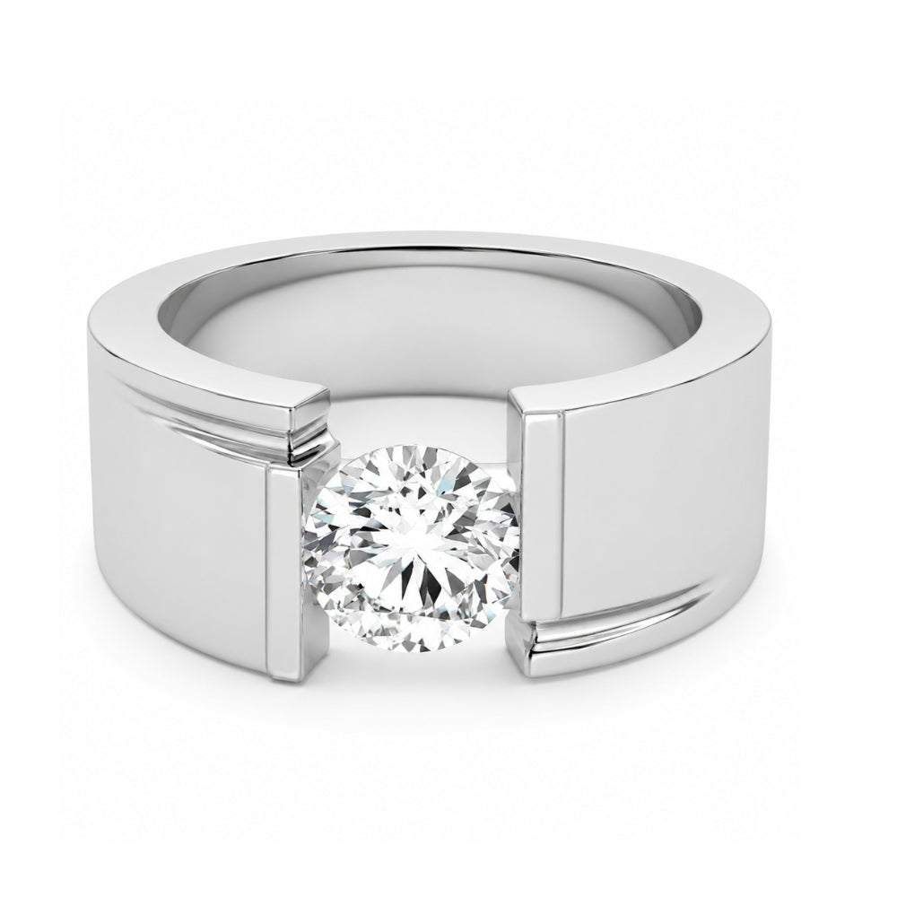 Bar Set Round Cut Lab Grown Diamond Engagement Ring