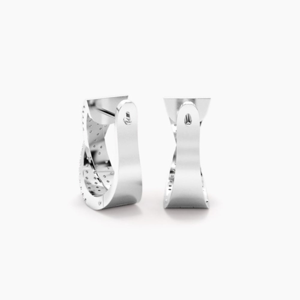 Moissanite Round Cut Pave Set Hoop Earrings