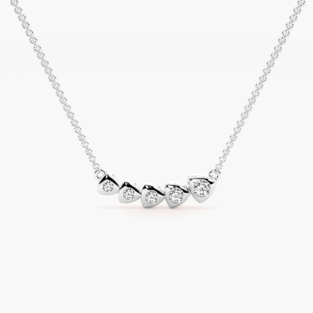 Colorless Moissanite Round Cut Bezel Set Pendant
