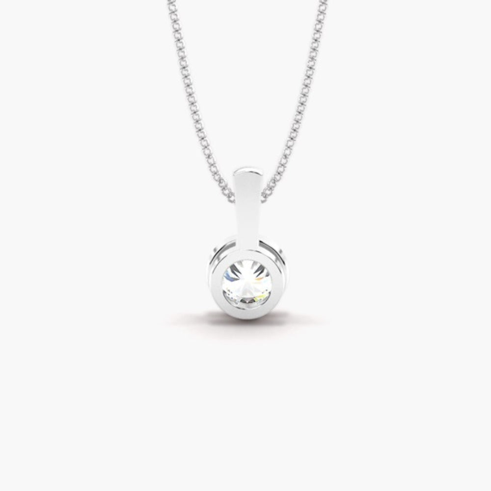Round Cut Moissanite Bezel Set Solitaire Pendant