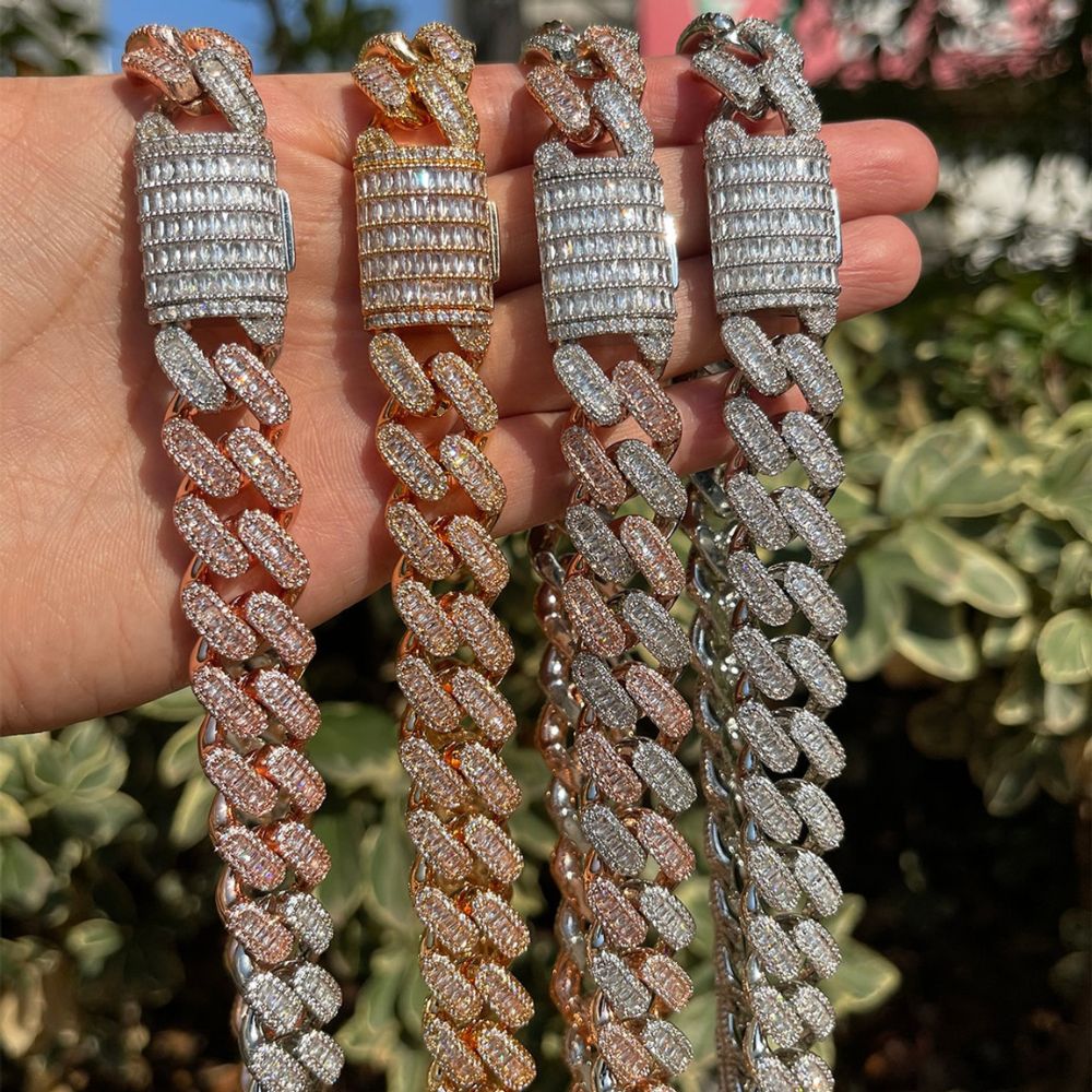 Baguette Cut Lab Grown Diamond Men's Cuban Link Chain
