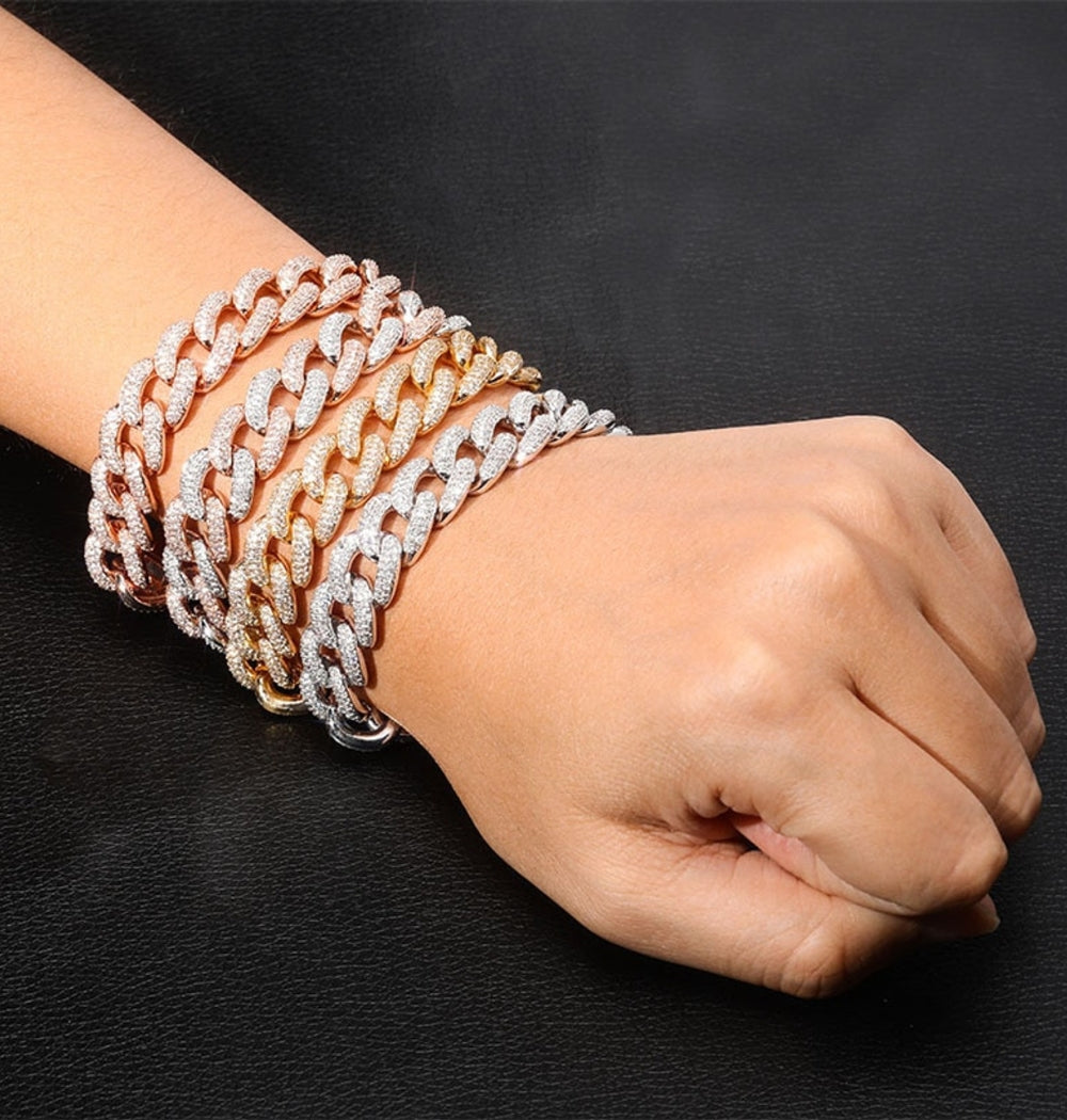 Round Brilliant Cut Moissanite Cuban Link Hip Hop Bracelet